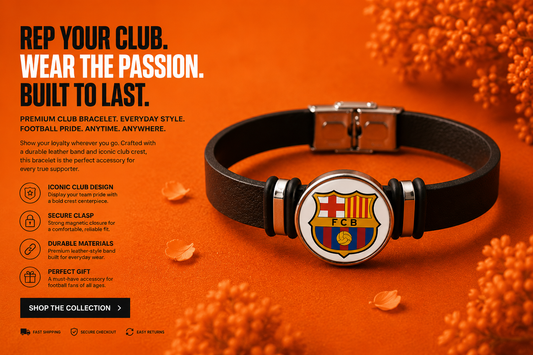Football Club Snap Bracelet with Crystal Design