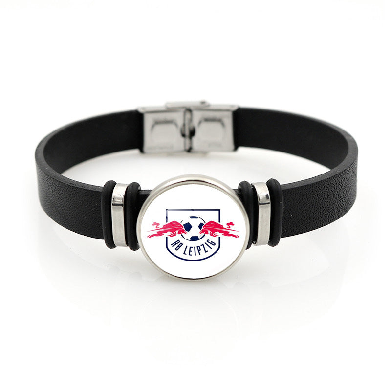 Football Club Snap Bracelet with Crystal Design
