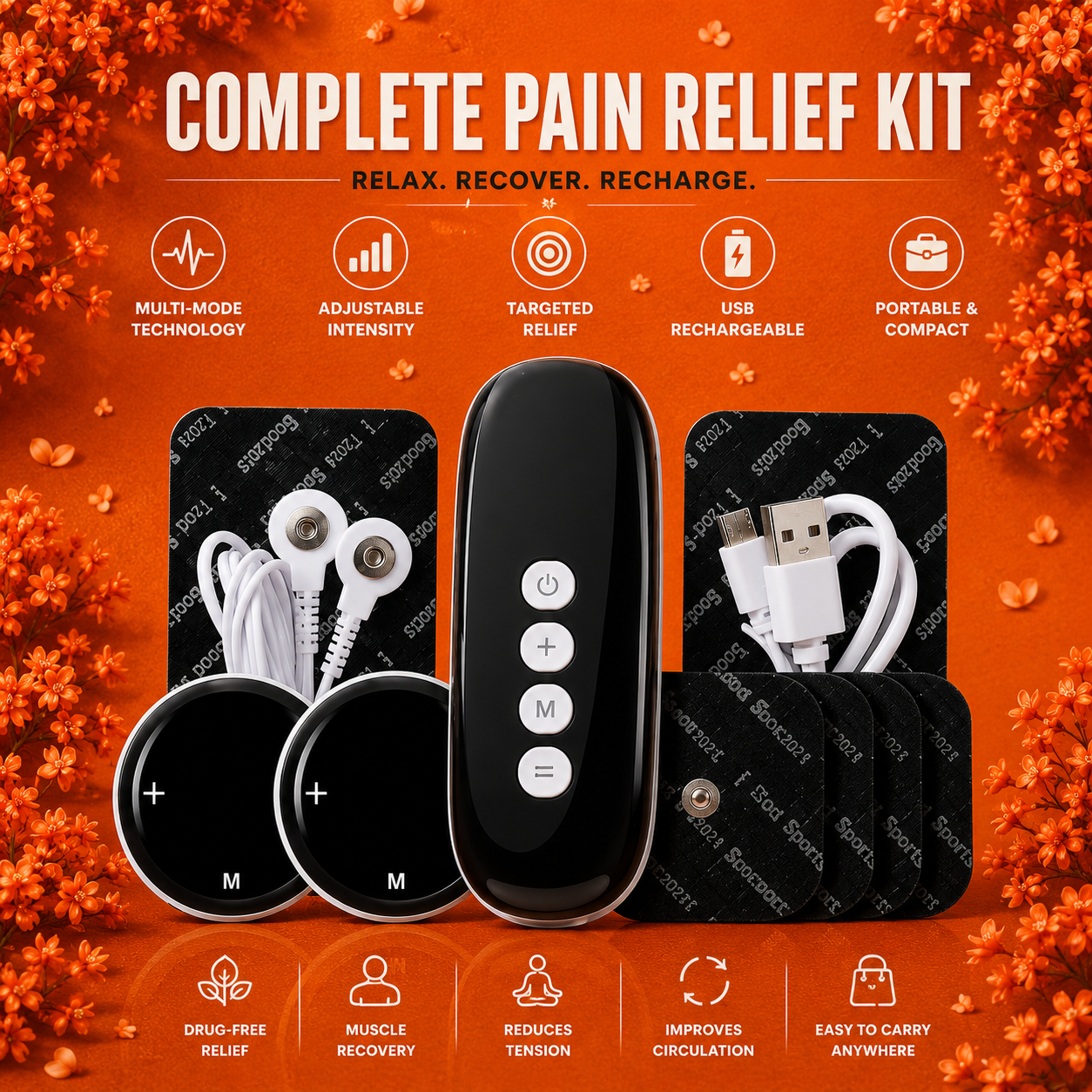 Portable EMS Muscle Stimulation Massager with Touch Screen
