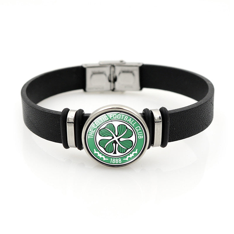 Football Club Snap Bracelet with Crystal Design
